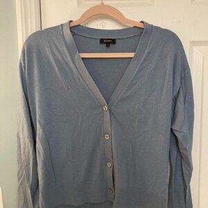 Quince Lightweight Cotton Cashmere Cardigan Size Small Spring Blue